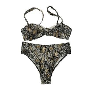 ACW Maillot Ardene *NEW* Snake Print 2-piece Swim Suit Size Medium Black Tan